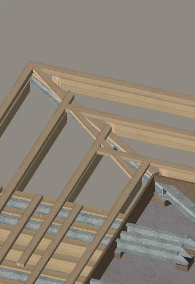 3D Model eines Holzaufbaus
